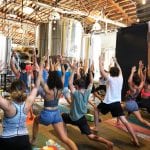 workout class in a brewery